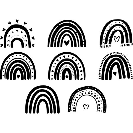 Boho Rainbow Vector File, Vector Bundle File-Cut File-Vector Clip Artのイラスト素材