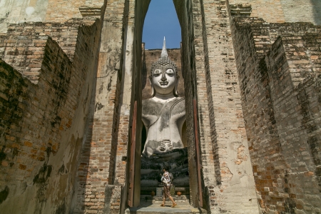 Ancient buddha statue  Sukhothai Historical Park, Sukhothai Province, Thailandの写真素材