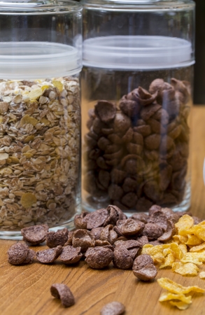 Chocolate Cereals in Jarの写真素材