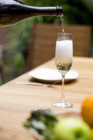 Champagne pouring in glassの写真素材
