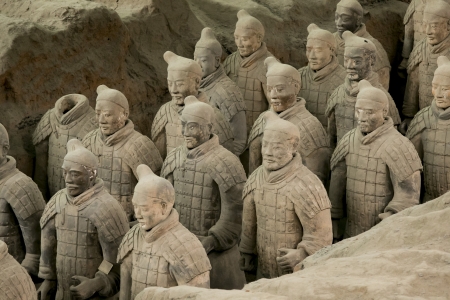 The Terracotta Army or the "Terra Cotta Warriors and Horses" buried in the pits next to the Qin Shi Huangのeditorial素材