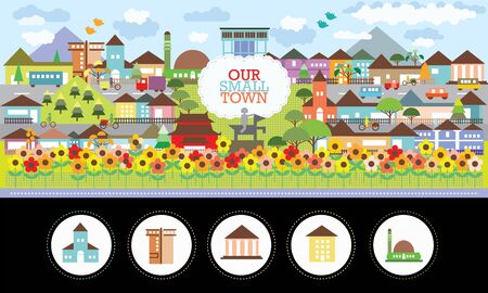Small town vector illustrationのイラスト素材