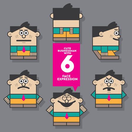 6 set businessman cartoon characterのイラスト素材