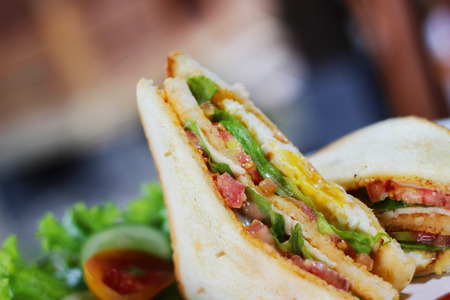 close up sandwich with beef and lettuceの写真素材
