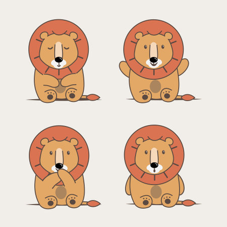 Lion cartoon vector illustration. Cute wildlife animal character. Good for kids graphic resources.のイラスト素材