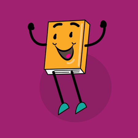 Cute book character vector illustration. Good for mascot or reading club graphic resources.のイラスト素材