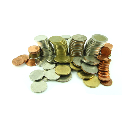 Coins Steps Thai Baht on white background