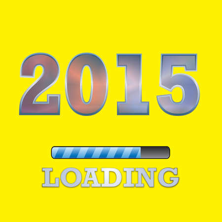 2015 Text with loading symbol  on a yellow background