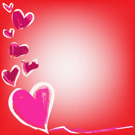 abstract magic colorful heart on a red backgroundの写真素材
