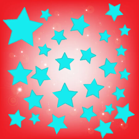 abstract bokeh blue star on a red backgroundの写真素材