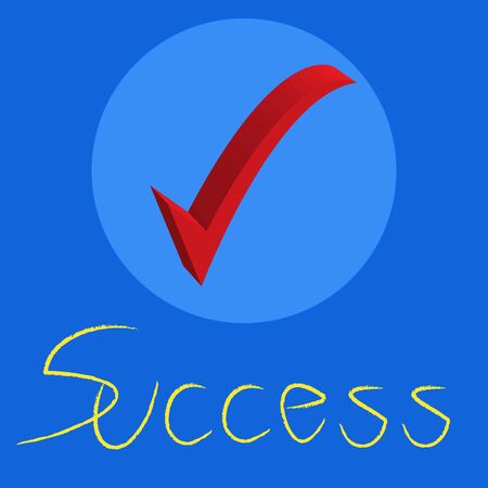 success text with check mark on a blue backgroundのイラスト素材