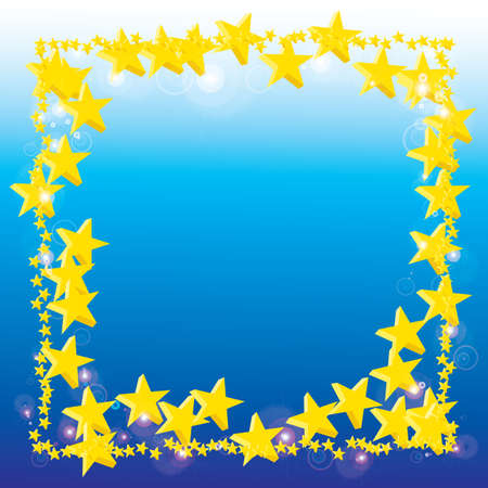 abstract gold star on a blue backgroundのイラスト素材