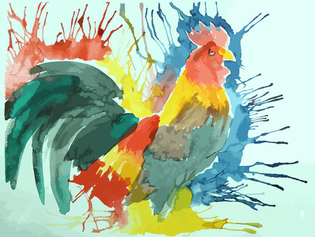 colorful gamecock painting background, fighting cock drawingのイラスト素材