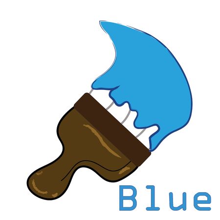 Paint brush with blue color on a white backgroundのイラスト素材
