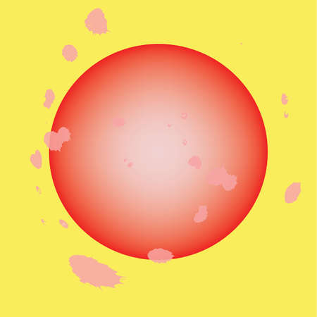 Abstract a red sun on a yellow backgroundのイラスト素材