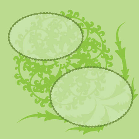 abstract green flower with space for text on a green  backgroundのイラスト素材
