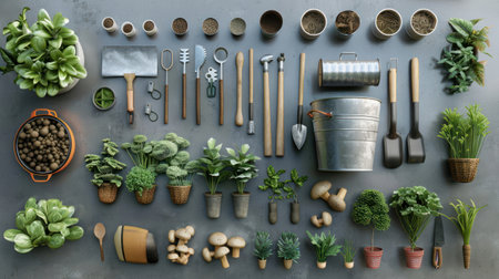 Knolling image of a gardener, Generative AI.の素材