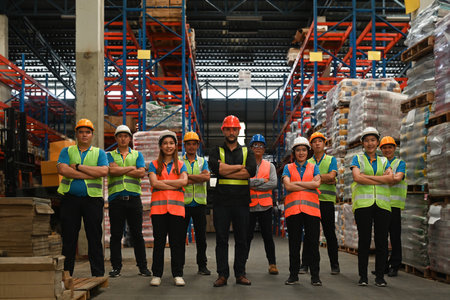 A quality team full of skills and abilities industrial factory workers Warehouse worker Industrial Engineering Production Team.の写真素材
