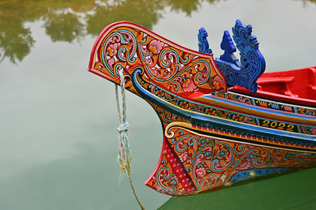 Part of the Kolek boat, a Local fishing boat in the south of Thailand, the Design is a combination of Malay, Javanese, and Thai patterns.の写真素材