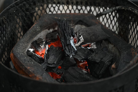 Preparing Hot Coals for Grilling.の写真素材