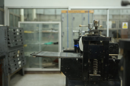 An etching press machine in a printmaking workshop, A Tool for Precision in Printmaking.