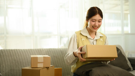Excitement of Online Shopping, Unboxing with the Joy, banner cover and panorama image.