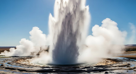Strokkur geyser eruption in Iceland, Europeの写真素材
