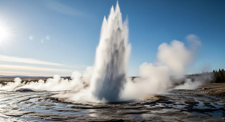 Strokkur geysir eruption in Iceland, Europeの写真素材
