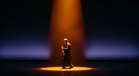 Chinese opera performer on stage at a theater in Chengdu, China.の写真素材