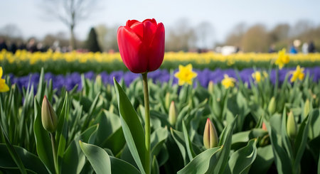 Tulips and hyacinths in the Keukenhof park in Netherlands