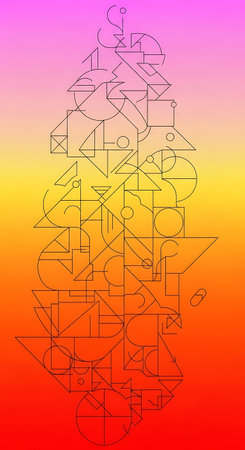 Abstract geometric background with circles, lines and triangles. Vector illustration.