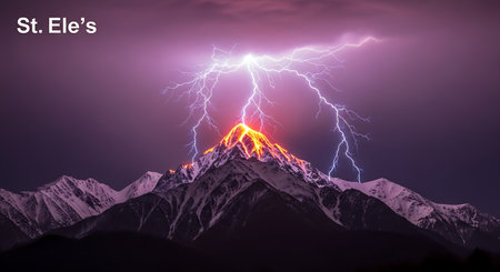 Lightning over the mountains.の写真素材