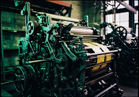 Production line of the textile industry. Textile industry. Industrial backgroundの写真素材