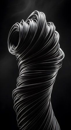 3d rendering of a metallic man with a beautiful hairstyle on a dark background