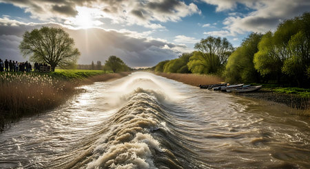 Canal in the countryside of the Netherlands in the springtime.