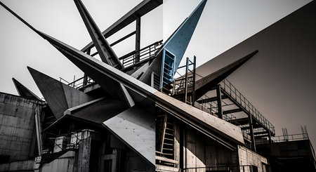 abstract of modern architecture in black and white tone for background used