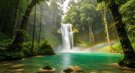 Erawan waterfall in Kanchanaburi province, Thailand.