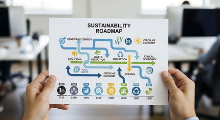 Businessman holding a business strategy presentation chart. Concept.