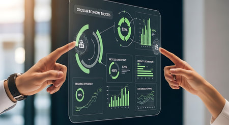 business, technology, internet and people concept - close up of businesswoman hands with virtual...