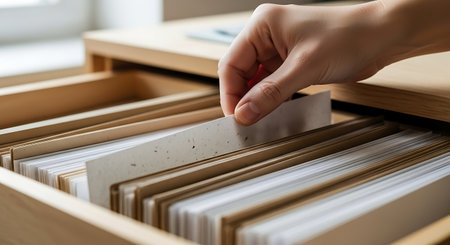 Close-up of woman's hand taking tiles from shelf at homeの写真素材
