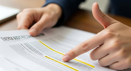 Close-up of business woman reading contract and showing thumbs up.