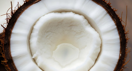 Coconut close-up. The view from the top.