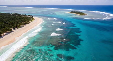 Aerial view of a beautiful beach on the island of Zanzibar