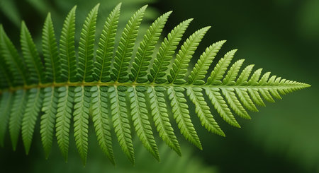 Green fern leaf closeup on blurred background. Natural background.