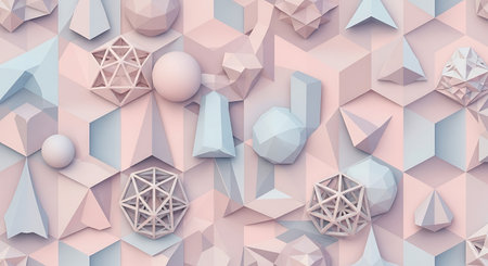 Abstract 3d rendering of low poly geometric background. Futuristic polygonal design.