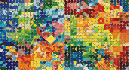 Colorful ceramic mosaic wall background. 3d rendering. Computer digital drawing.