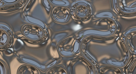 3d render of abstract metallic background with waves and holes in it