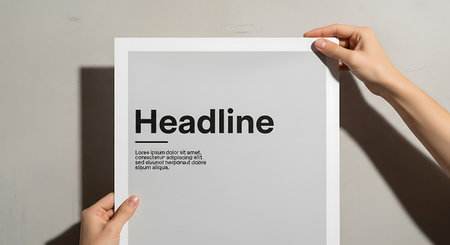 Hands holding a sheet of paper with the word healthcare. Healthcare conceptの写真素材