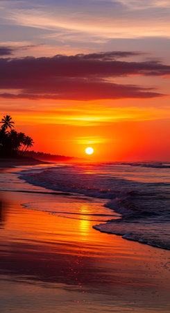 Beautiful sunset on the beach in Sri Lanka. Landscape.の写真素材