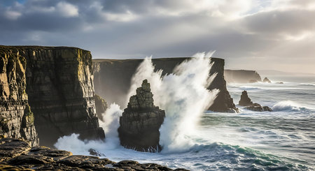 Famous cliffs at sunsetの写真素材